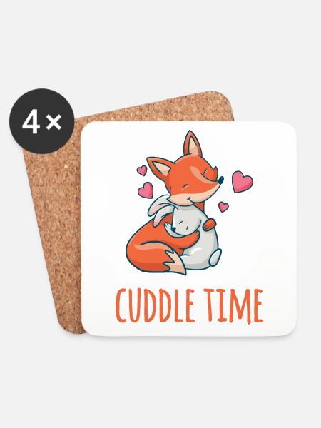 Fuchs und Hase sind verliebt Valentinstag - Untersetzer (4er-Set) - Weiß