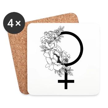 Venussymbol mit Blumen | Black || Annie. - Untersetzer (4er-Set) - Weiß - Vorne