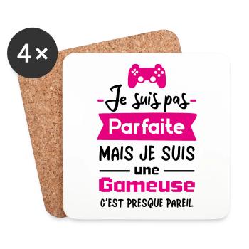 Je suis pas parfaite mais je suis une gameuse - Dessous de verre (lot de 4) - blanc - Devant