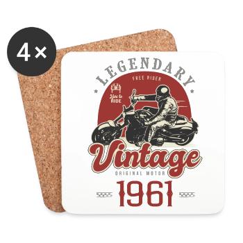 1961 anniversary motorcycle biker vintage 61 years - Coasters (set of 4) - white - Front