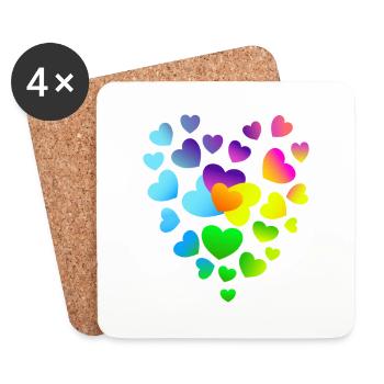 Cœur Cœurs Cœurs Colorés Coeurs - Dessous de verre (lot de 4) - blanc - Devant