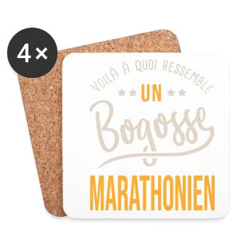 running bogosse marathonien cadeau marathon - Dessous de verre (lot de 4) - blanc - Devant