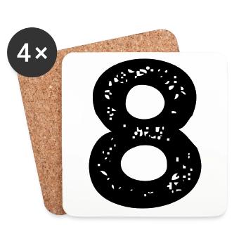 8 number jersey - Coasters (set of 4) - white - Front