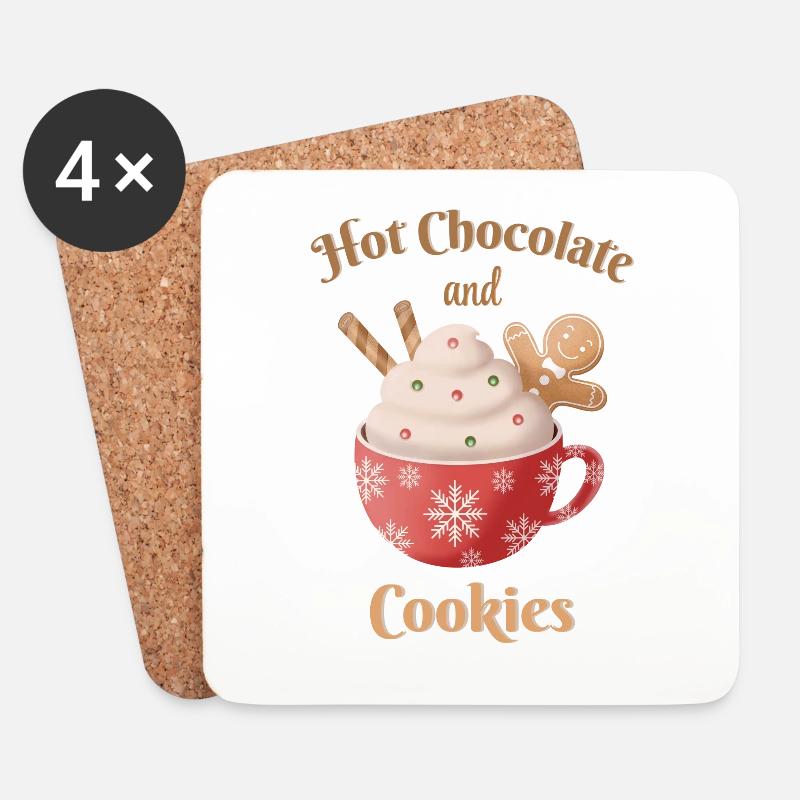 Hot Chocolate and Gingerbread Cookies - Untersetzer (4er-Set) - Weiß