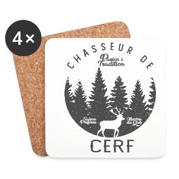 chasse chasseur de cerf cadeau cool papa papy - Dessous de verre (lot de 4) - blanc - Devant