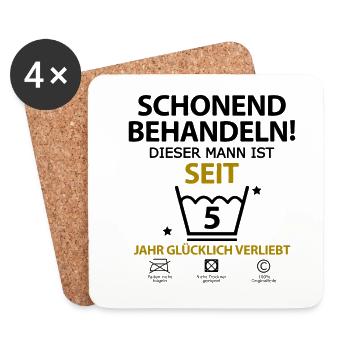 Geschenkideen für Fünf 5 jahre jährige beziehung - Untersetzer (4er-Set) - Weiß - Vorne