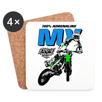 Moto Cross - Motocross - Supercross - MX - SX - Untersetzer (4er-Set) - Weiß - Vorne