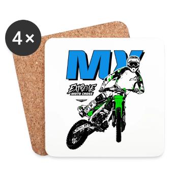 Moto Cross - Motocross - Supercross - Dessous de verre (lot de 4) - blanc - Devant