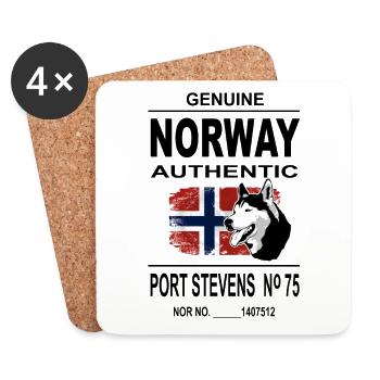 Norway Adventures - Norway Flag & Husky - Untersetzer (4er-Set) - Weiß - Vorne