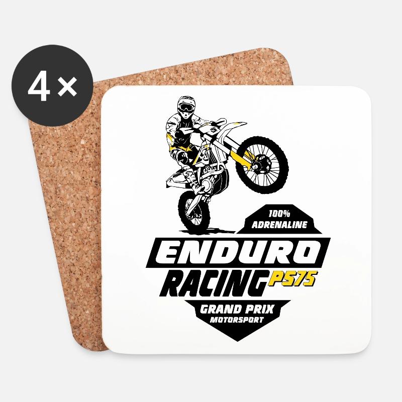 Enduro Offroad - Untersetzer (4er-Set) - Weiß