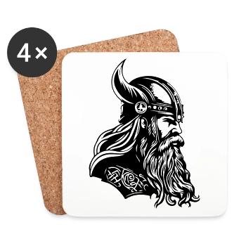 Viking Helmet Warrior Viking - Coasters (set of 4) - white - Front