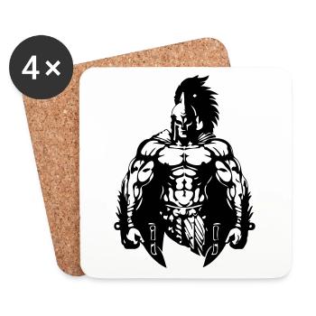 Muscles guerriers spartiates Sparte - Dessous de verre (lot de 4) - blanc - Devant