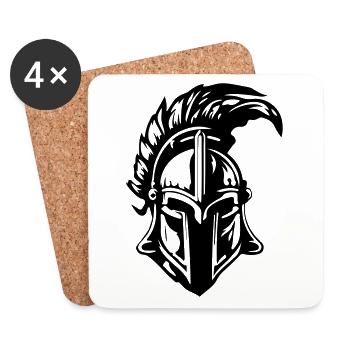 Spartaner Helm Symbol Sparta - Untersetzer (4er-Set) - Weiß - Vorne
