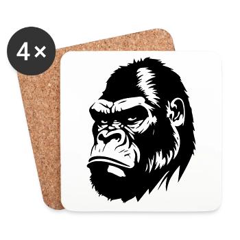Gorilla Symbol Silhouette - Untersetzer (4er-Set) - Weiß - Vorne