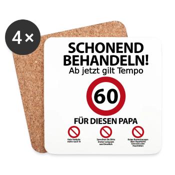 60 Geburtstag Papa Vater Geburtstagsgeschenk - Untersetzer (4er-Set) - Weiß - Vorne