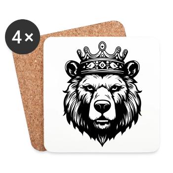 Ours Grizzly Roi de la Couronne - Dessous de verre (lot de 4) - blanc - Devant