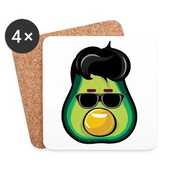 Coole Rock n Roll Avocado im 50er-60er Jahre Stil - Untersetzer (4er-Set) - Weiß - Vorne