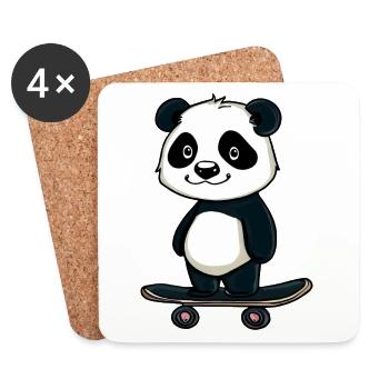 Skateboard Panda - Untersetzer (4er-Set) - Weiß - Vorne