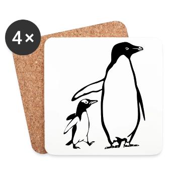 Two penguins father and the baby penguin - Coasters (set of 4) - white - Front