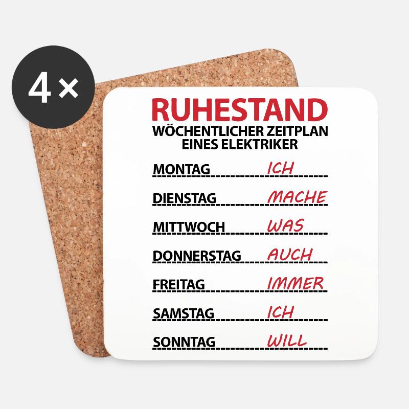 Abschiedsgeschenk Elektriker zum Ruhestand Rente - Untersetzer (4er-Set) - Weiß