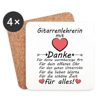 Abschiedsgeschenk Dankeschön Gitarrenlehrerin - Untersetzer (4er-Set) - Weiß - Vorne