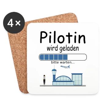 Angehende Pilotin Pilotenausbildung werden Baby - Untersetzer (4er-Set) - Weiß - Vorne