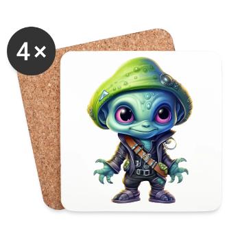 Alien Alien Pirate - Dessous de verre (lot de 4) - blanc - Devant