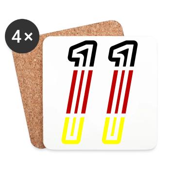 11 Symbole numérique Allemagne - Dessous de verre (lot de 4) - blanc - Devant