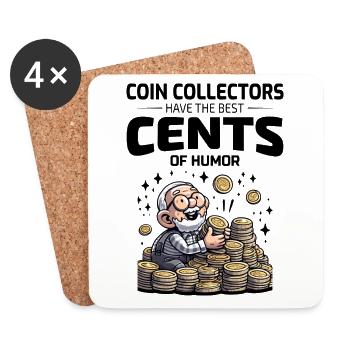 Collectionneur de pièces de monnaie Numismate Numismate - Dessous de verre (lot de 4) - blanc - Devant