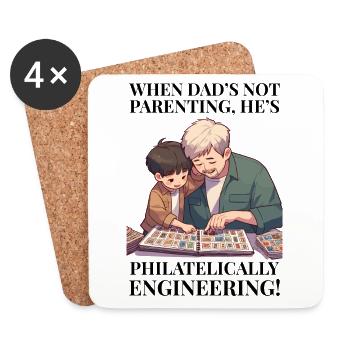 Vintage Postage Stamps Collecting Dad Collectors - Coasters (set of 4) - white - Front