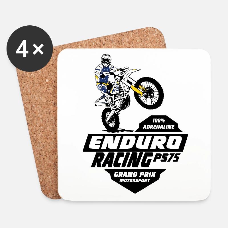 Enduro Offroad - Untersetzer (4er-Set) - Weiß