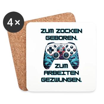 Zum Zocken Geboren... - Untersetzer (4er-Set) - Weiß - Vorne