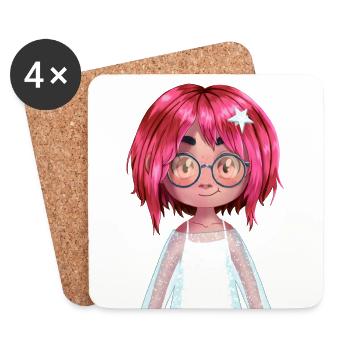 Manga Mädchen Chibi Figur PINK - Untersetzer (4er-Set) - Weiß - Vorne