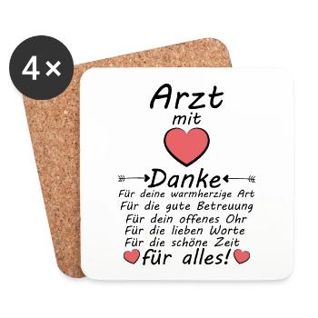 Arzt Danke für Alles Dankeschön sagen zum Abschied - Untersetzer (4er-Set) - Weiß - Vorne