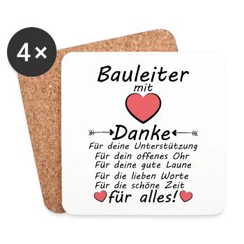 Bauleiter Bauleitung Danke Dankeschön sagen - Untersetzer (4er-Set) - Weiß - Vorne