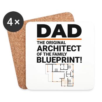 Architekt Papas Blaupause Lachen Vatertag - Untersetzer (4er-Set) - Weiß - Vorne