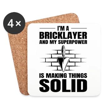 Bricklayer Bricklaying Brick Mason Wall Builder - Coasters (set of 4) - white - Front