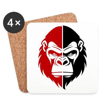 Gorilla Head - Coasters (set of 4) - white - Front