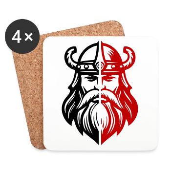 Wikinger Kopf Krieger Valhalla Odin - Untersetzer (4er-Set) - Weiß - Vorne