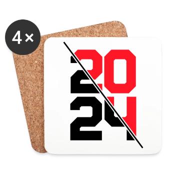 2024 Jahr - Untersetzer (4er-Set) - Weiß - Vorne