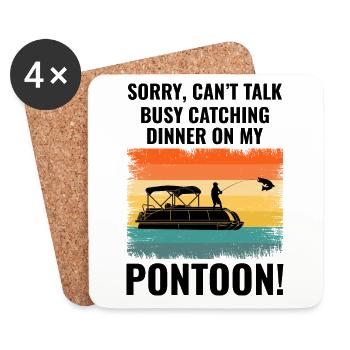 Pontoon Boat Motor Boating Silent Fishing Retro - Coasters (set of 4) - white - Front