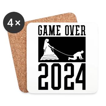 Game Over 2024 Mariage - Dessous de verre (lot de 4) - blanc - Devant