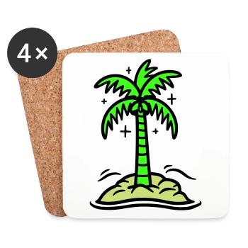 Icône de Palm Island Été - Dessous de verre (lot de 4) - blanc - Devant
