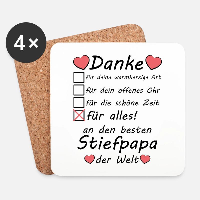 Danke Sagen Dankeschön an Stiefpapa mit Herz - Untersetzer (4er-Set) - Weiß