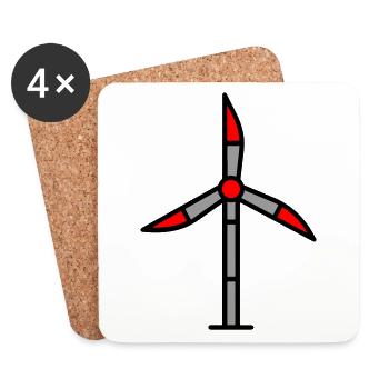 Windrad Windkraft Anlage Symbol - Untersetzer (4er-Set) - Weiß - Vorne