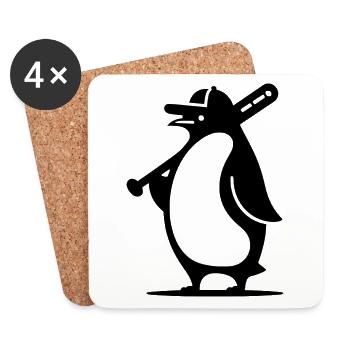Penguin Baseball Player Silhouette - Coasters (set of 4) - white - Front