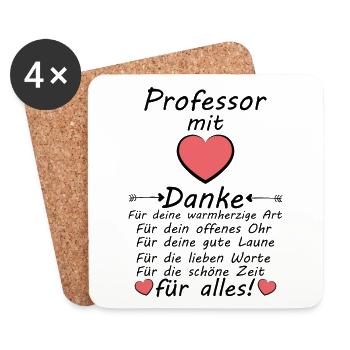 Danke an Professor zum Abschied Abschiedsgeschenk - Untersetzer (4er-Set) - Weiß - Vorne