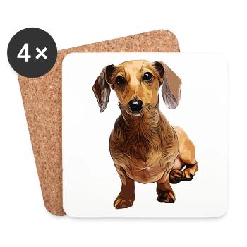 Dackel Teckel Dachshund - Untersetzer (4er-Set) - Weiß - Vorne
