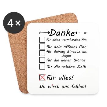 Jäger zum Abschied Rente Ruhestand Danke sagen - Untersetzer (4er-Set) - Weiß - Vorne