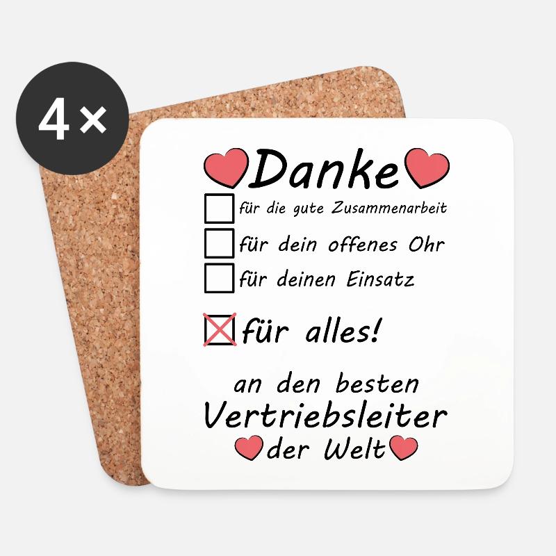 Bester Vertriebsleiter Danke Sagen zum Abschied - Untersetzer (4er-Set) - Weiß